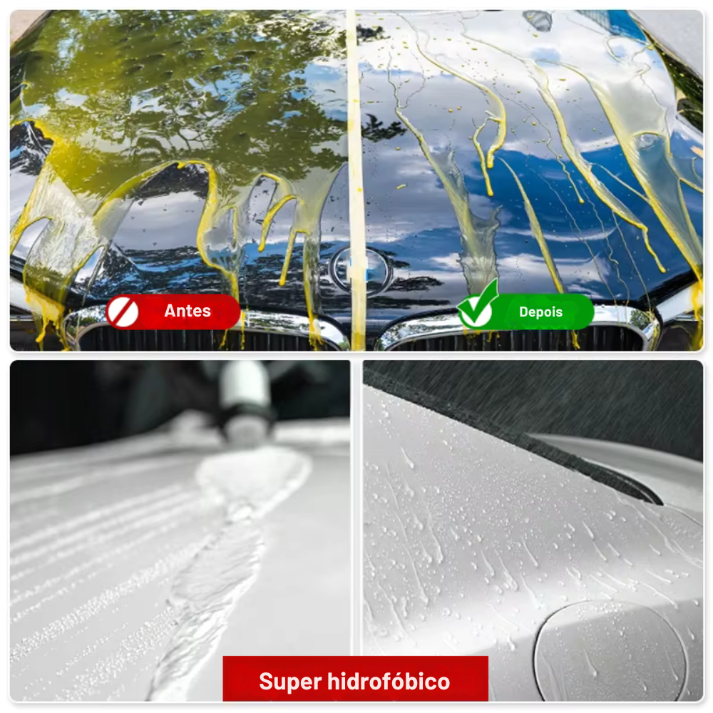 Revestimento Nano Cerâmico 3 em 1 para Carros – Polidor, Protetor e Selante com Efeito Hidrofóbico Cristalino