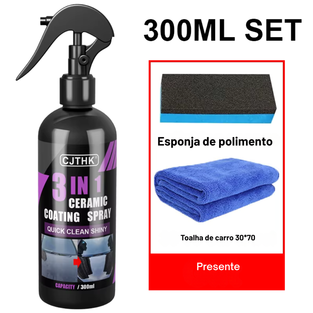 Revestimento Nano Cerâmico 3 em 1 para Carros – Polidor, Protetor e Selante com Efeito Hidrofóbico Cristalino