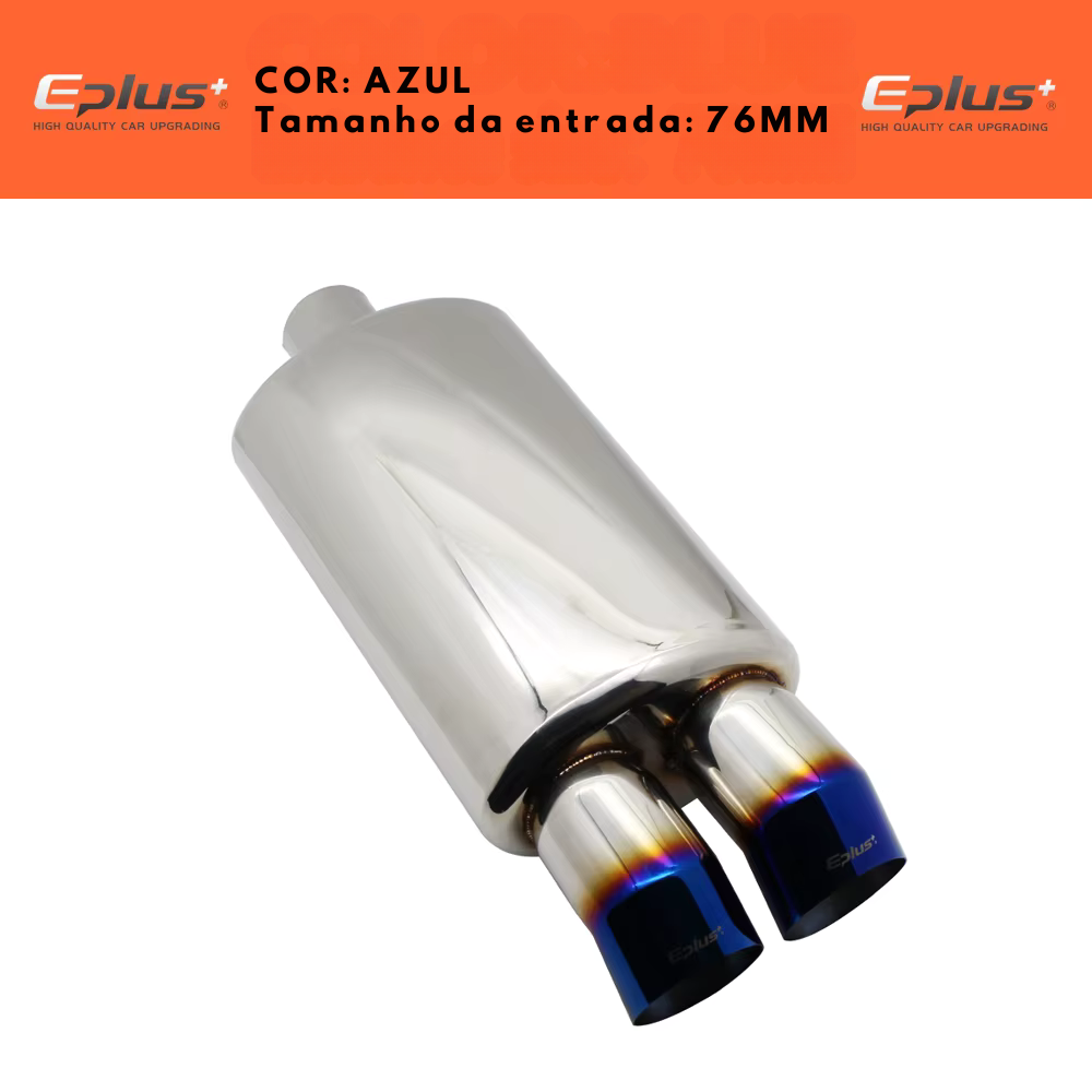 Abafador Esportivo Inox Saída Dupla – Queimado, Azul ou Escovado (Universal)
