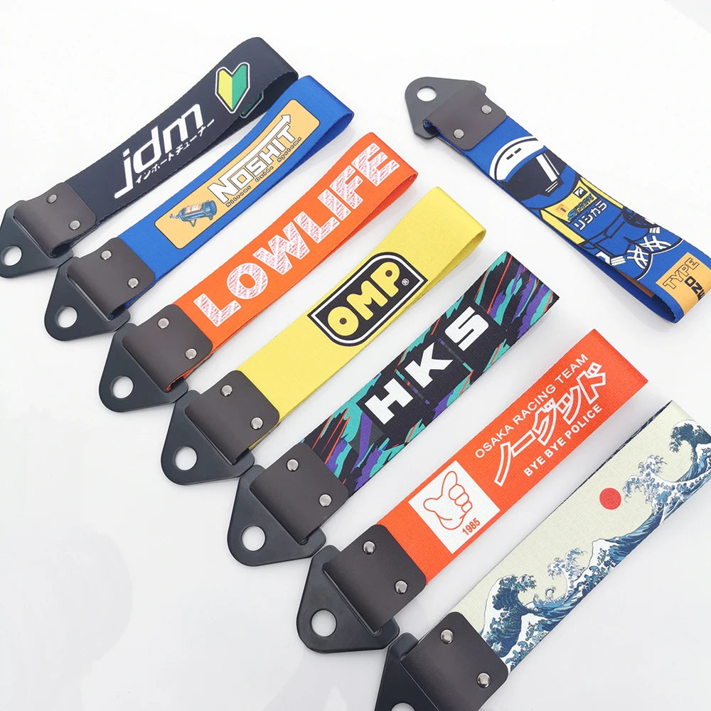 Cinta Rebocável Decorativa JDM – Estilo Drift com Fita Colorida