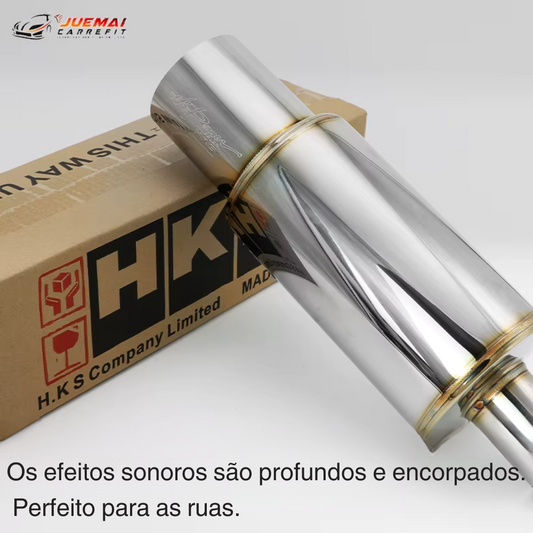 Abafador Esportivo Inox HKS Replica Universal – Som Encorpado e Fácil Instalação
