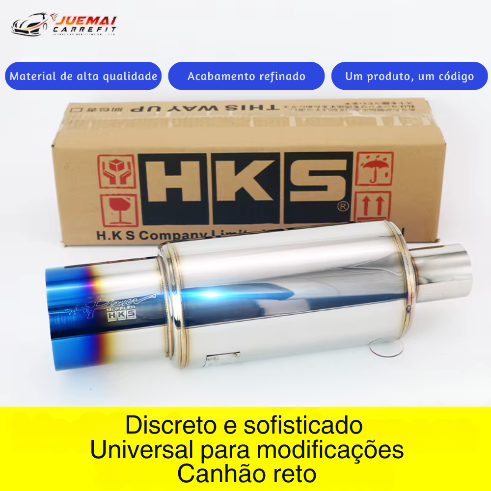 Abafador Esportivo Inox HKS Replica Universal – Som Encorpado e Fácil Instalação