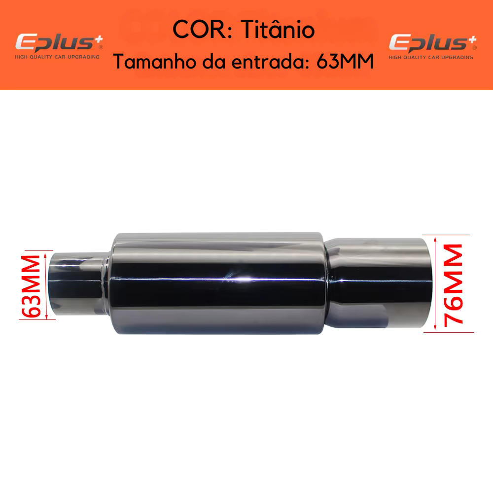 Abafador esportivo em inox multicolorido estilo JDM universal nas cores azul, dourado e prata para carros.