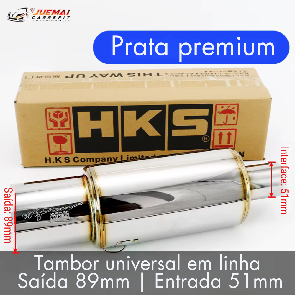 Abafador Esportivo Inox HKS Replica Universal – Som Encorpado e Fácil Instalação