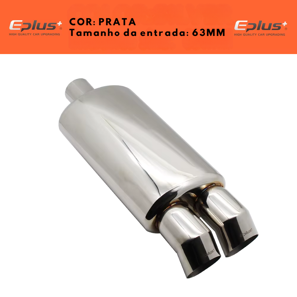 Abafador Esportivo Inox Saída Dupla – Queimado, Azul ou Escovado (Universal)