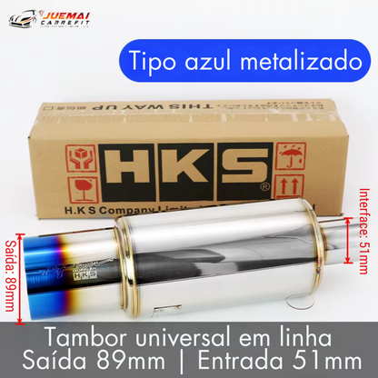 Abafador Esportivo Inox HKS Replica Universal – Som Encorpado e Fácil Instalação