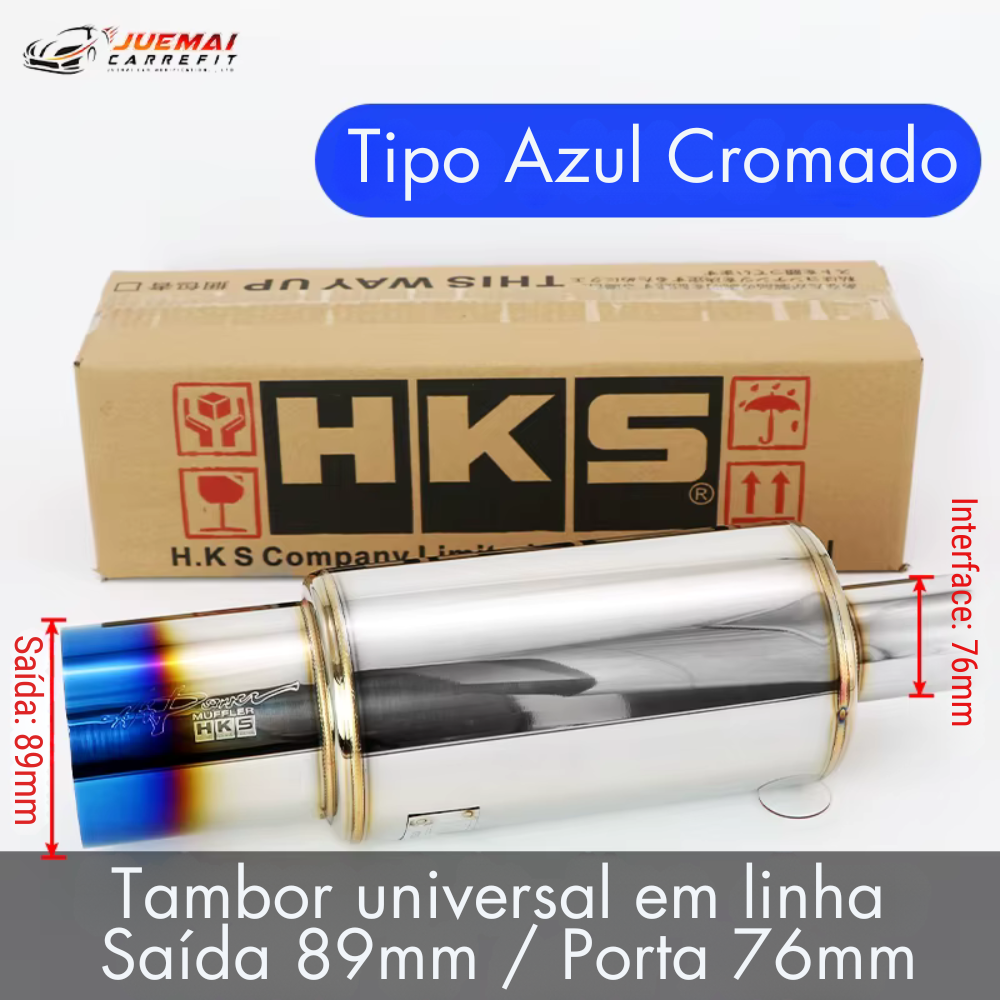 Abafador Esportivo Inox HKS Replica Universal – Som Encorpado e Fácil Instalação