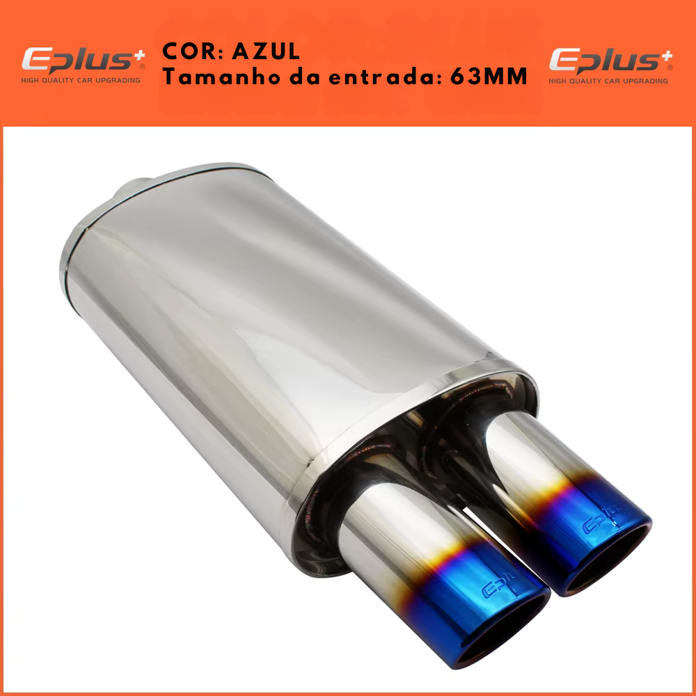 Abafador Esportivo Inox Saída Dupla – Queimado, Azul ou Escovado (Universal)