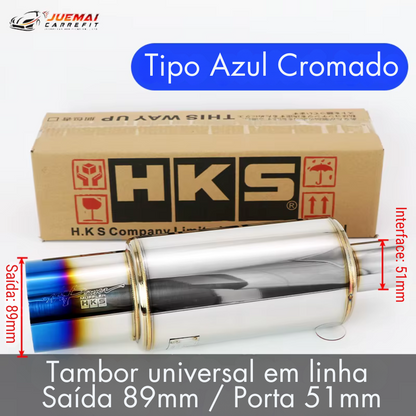 Abafador Esportivo Inox HKS Replica Universal – Som Encorpado e Fácil Instalação