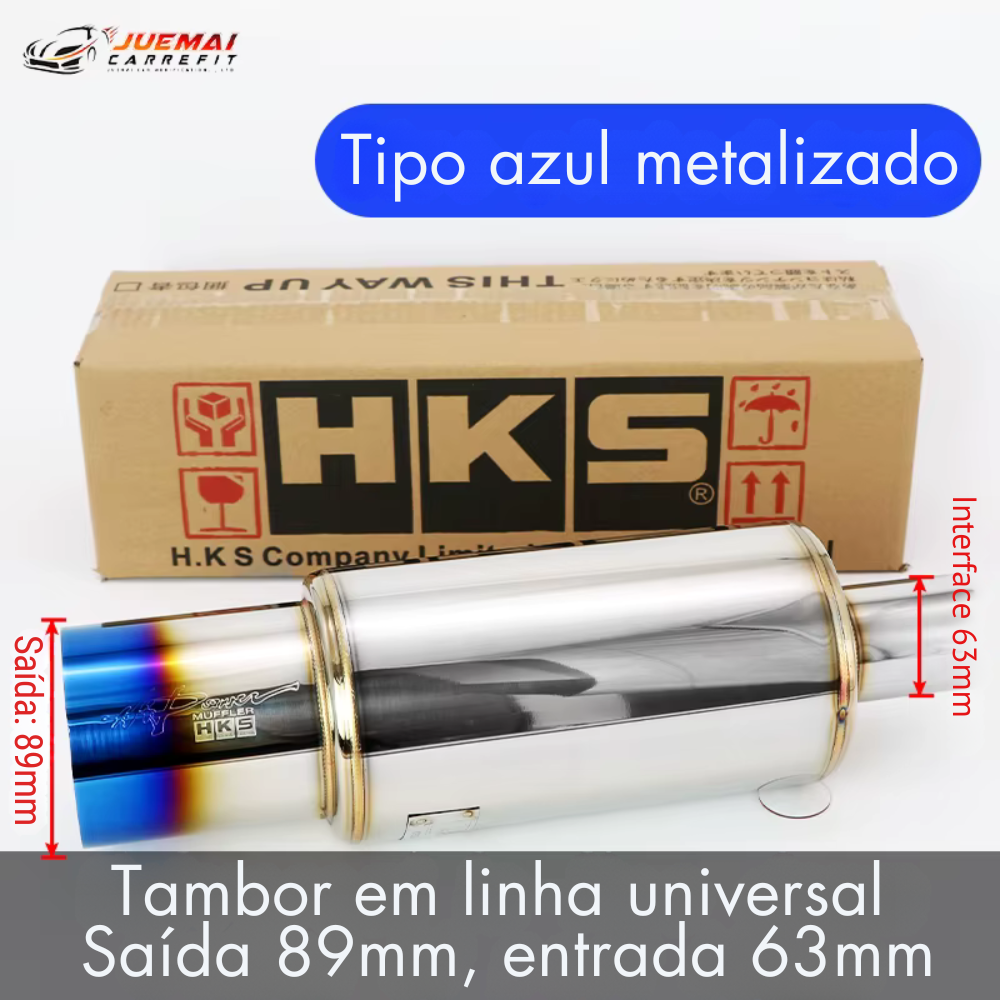 Abafador Esportivo Inox HKS Replica Universal – Som Encorpado e Fácil Instalação
