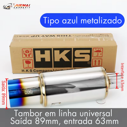 Abafador Esportivo Inox HKS Replica Universal – Som Encorpado e Fácil Instalação