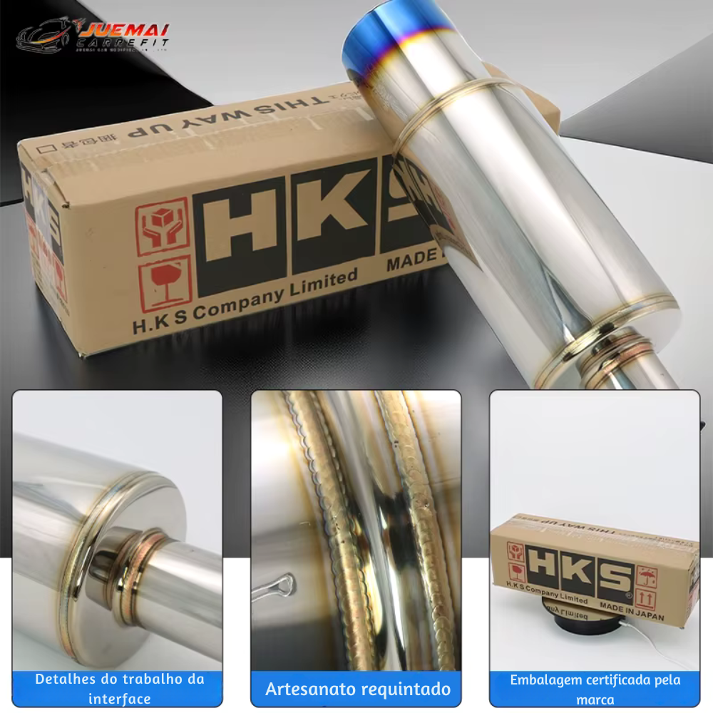 Abafador Esportivo Inox HKS Replica Universal – Som Encorpado e Fácil Instalação