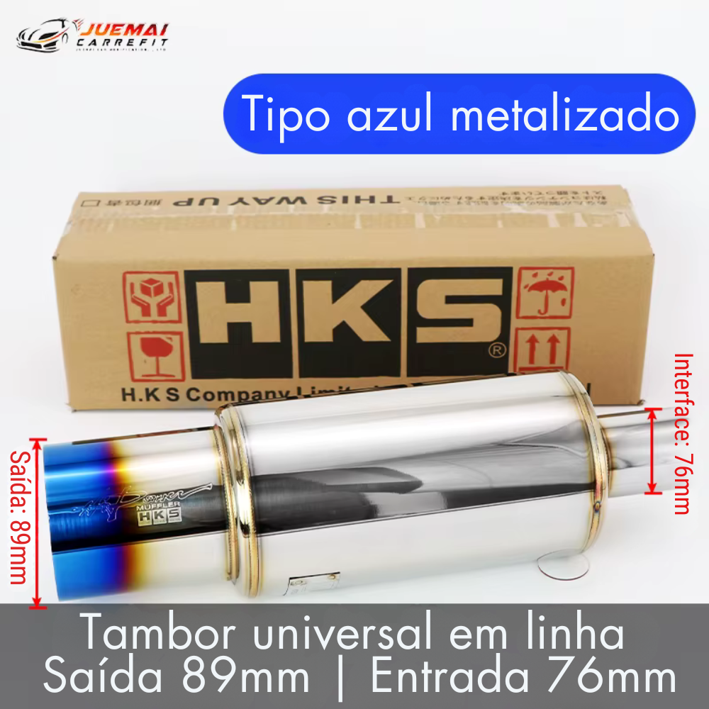 Abafador Esportivo Inox HKS Replica Universal – Som Encorpado e Fácil Instalação