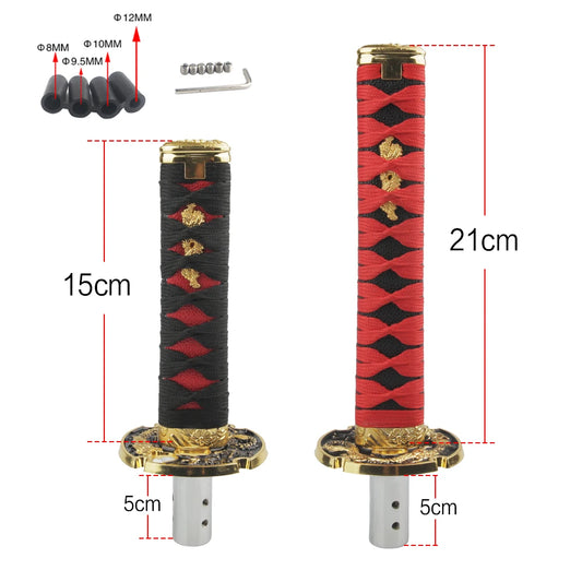 Manopla Espada Samurai Universal – Estilo JDM com Detalhe de Katana (Várias Cores)