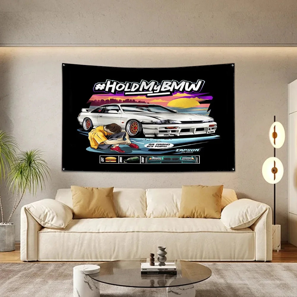 Bandeira R-Racing JDM – Decoração para Garagem ou Eventos