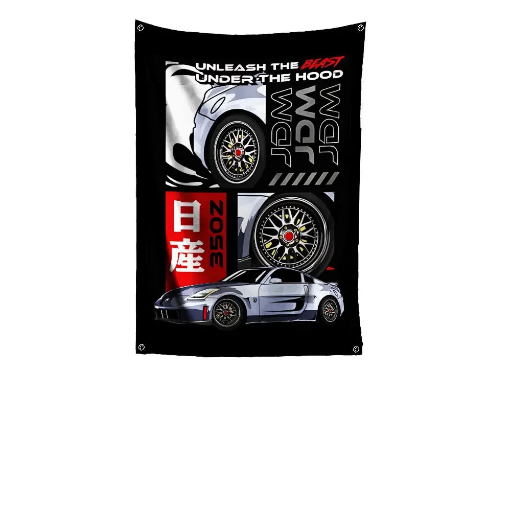 Bandeira JDM Tamanho Grande – Decoração para Garagem, Eventos e Paredes