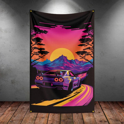 Bandeira R-Racing JDM – Decoração para Garagem ou Eventos