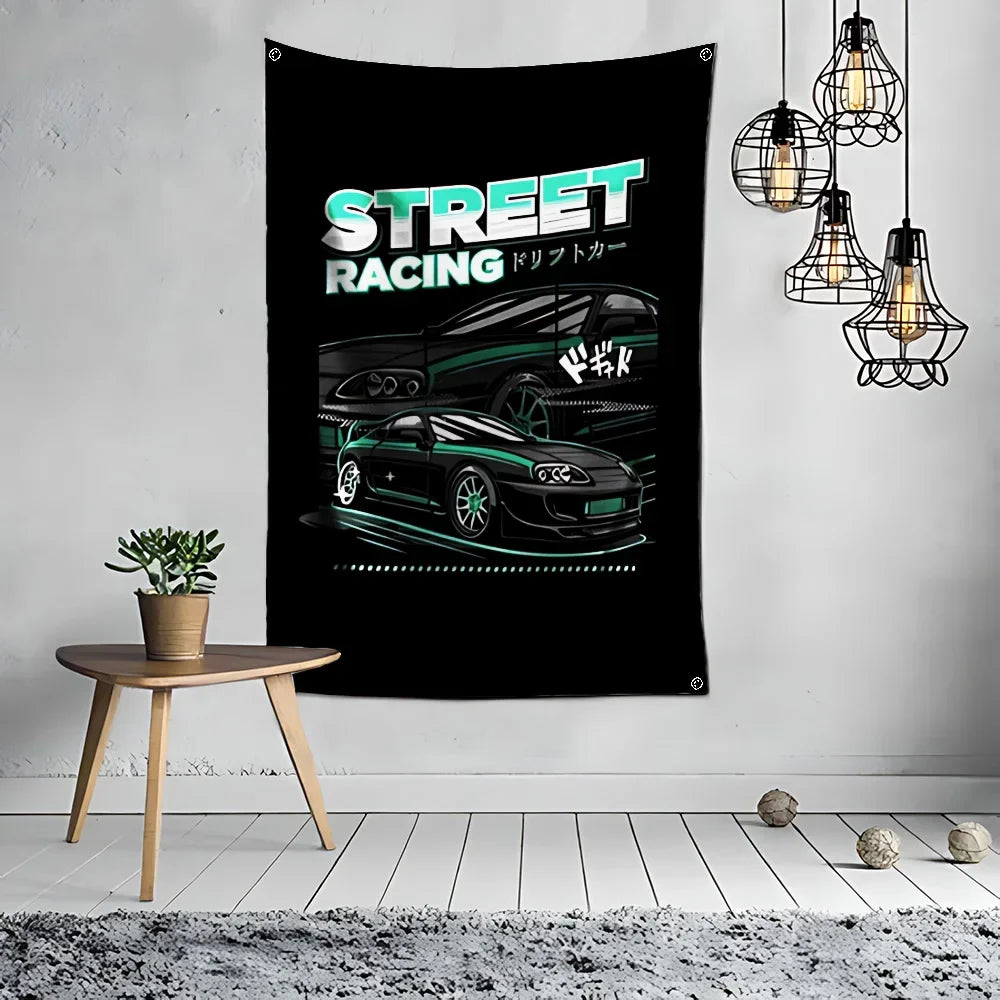 Bandeira R-Racing JDM – Decoração para Garagem ou Eventos