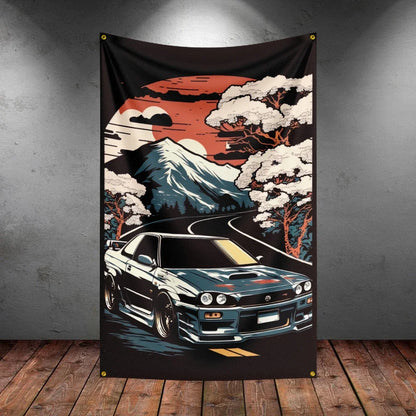 Bandeira R-Racing JDM – Decoração para Garagem ou Eventos