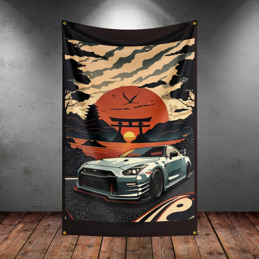 Bandeira R-Racing JDM – Decoração para Garagem ou Eventos