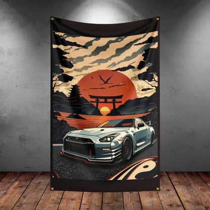 Bandeira R-Racing JDM – Decoração para Garagem ou Eventos