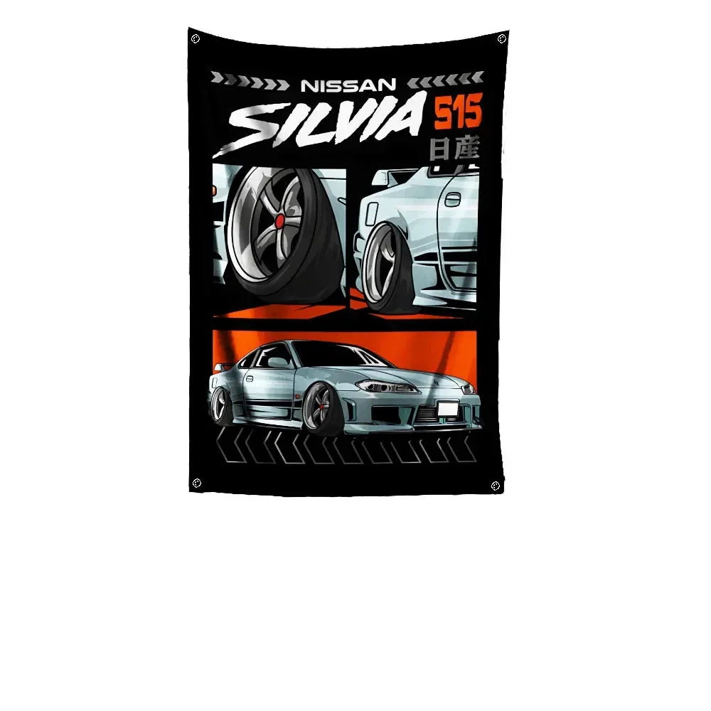 Bandeira JDM Tamanho Grande – Decoração para Garagem, Eventos e Paredes