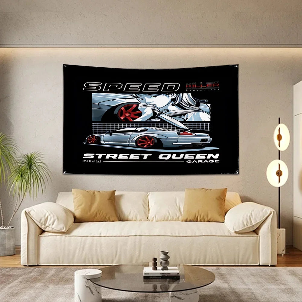 Bandeira R-Racing JDM – Decoração para Garagem ou Eventos