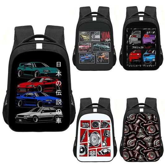 Mochila JDM Racing Turbo – Estilo Escolar e Street Gearhead