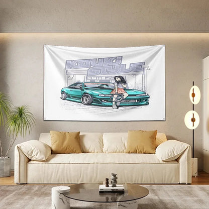 Bandeira R-Racing JDM – Decoração para Garagem ou Eventos