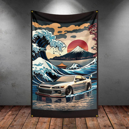 Bandeira R-Racing JDM – Decoração para Garagem ou Eventos