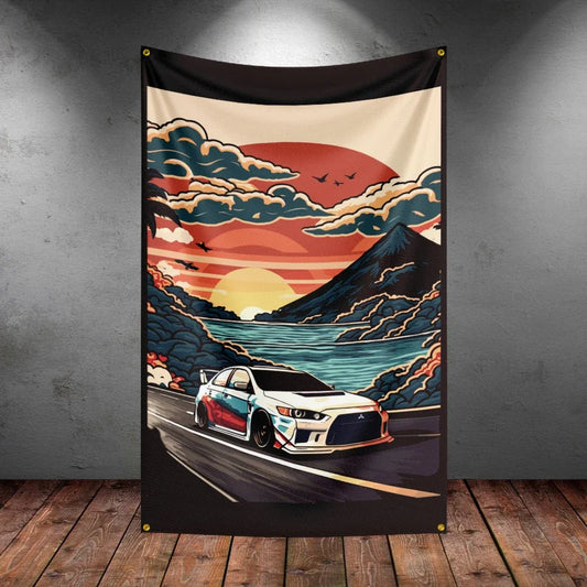 Bandeira R-Racing JDM – Decoração para Garagem ou Eventos