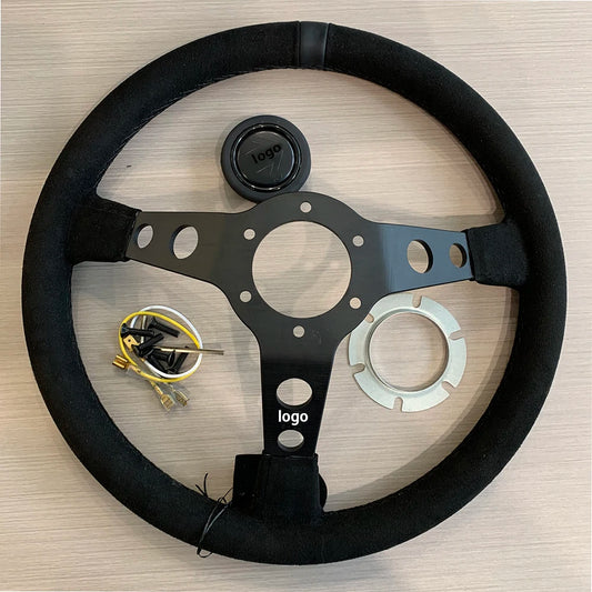 Volante 14'' Deep Concave MO-MO – Couro Camurça Racing
