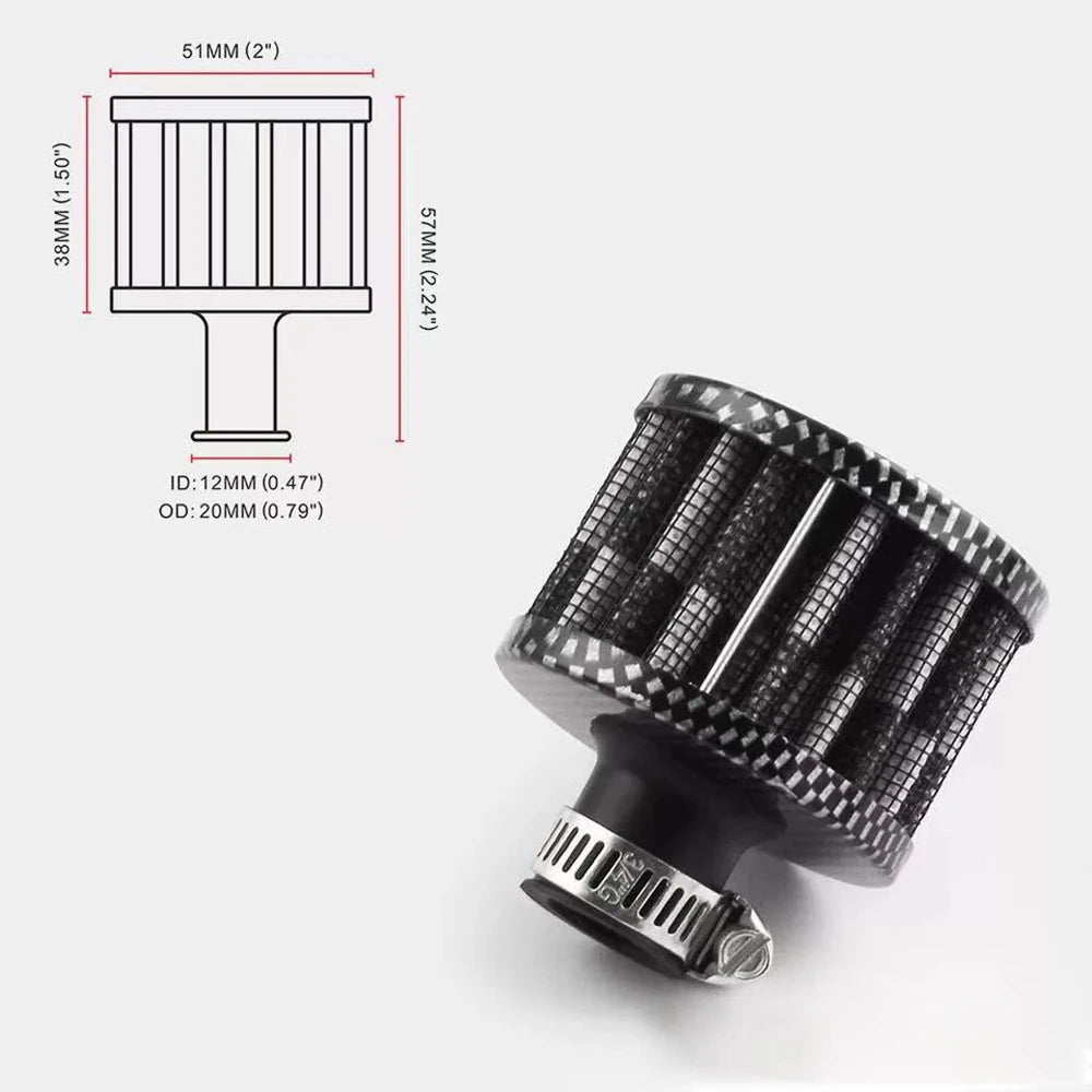 Filtro de Ar Esportivo Universal 12mm – Estilo Cogumelo Racing