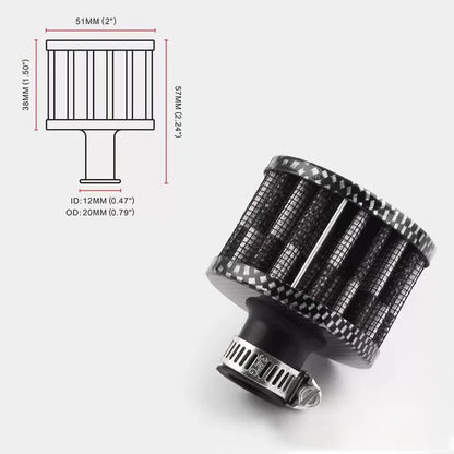 Filtro de Ar Esportivo Universal 12mm – Estilo Cogumelo Racing