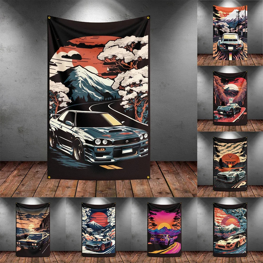 Bandeira R-Racing JDM – Decoração para Garagem ou Eventos