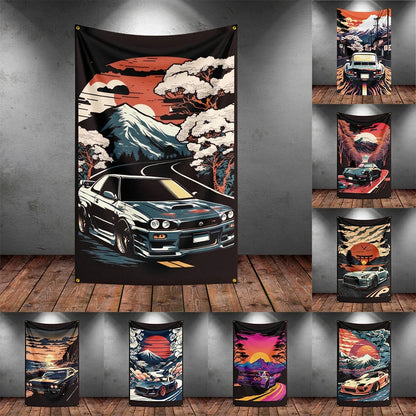 Bandeira R-Racing JDM – Decoração para Garagem ou Eventos