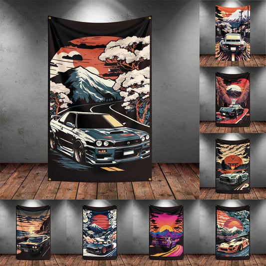 Bandeira R-Racing JDM – Decoração para Garagem ou Eventos