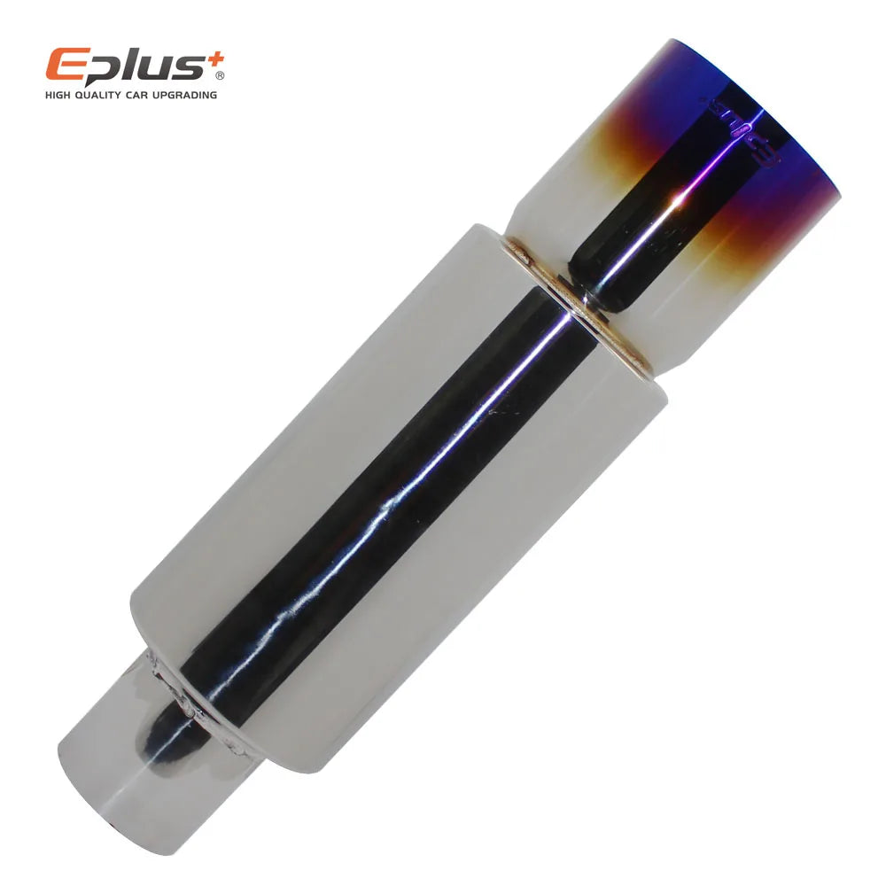 Abafador esportivo em inox multicolorido estilo JDM universal nas cores azul, dourado e prata para carros.