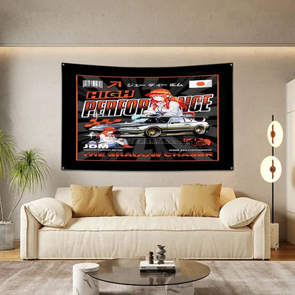 Bandeira R-Racing JDM – Decoração para Garagem ou Eventos