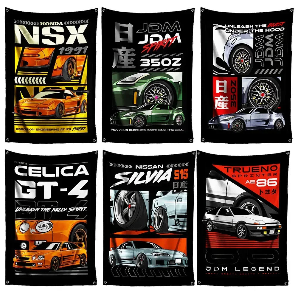 Bandeira JDM Tamanho Grande – Decoração para Garagem, Eventos e Paredes