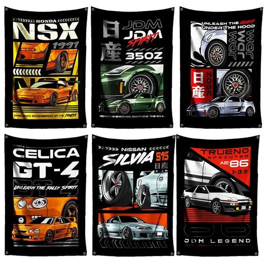 Bandeira JDM Tamanho Grande – Decoração para Garagem, Eventos e Paredes