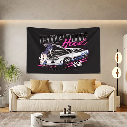 Bandeira R-Racing JDM – Decoração para Garagem ou Eventos