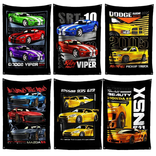 Bandeira JDM Tamanho Grande – Decoração para Garagem, Eventos e Paredes