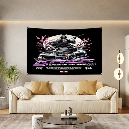 Bandeira R-Racing JDM – Decoração para Garagem ou Eventos