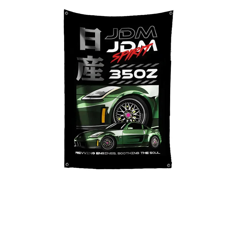 Bandeira JDM Tamanho Grande – Decoração para Garagem, Eventos e Paredes