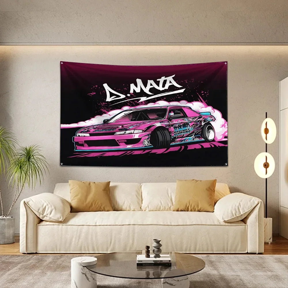 Bandeira R-Racing JDM – Decoração para Garagem ou Eventos