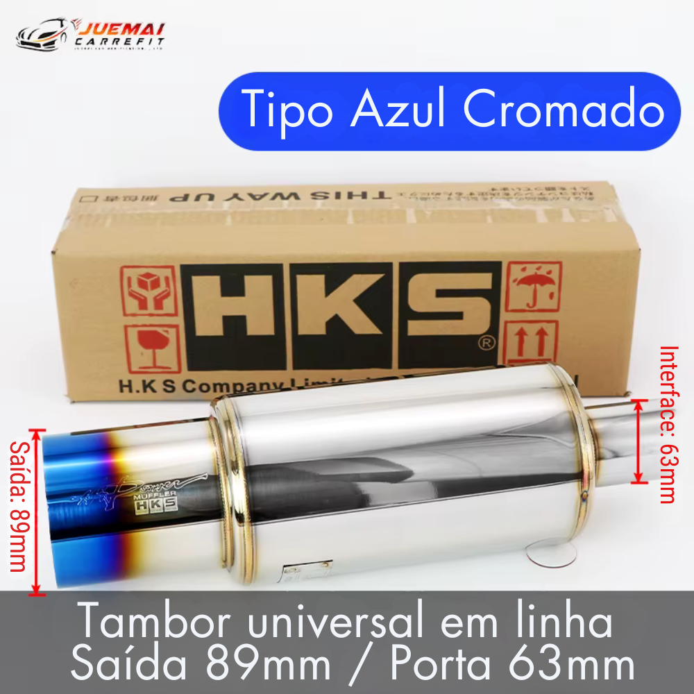 Abafador Esportivo Inox HKS Replica Universal – Som Encorpado e Fácil Instalação