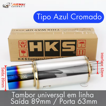 Abafador Esportivo Inox HKS Replica Universal – Som Encorpado e Fácil Instalação