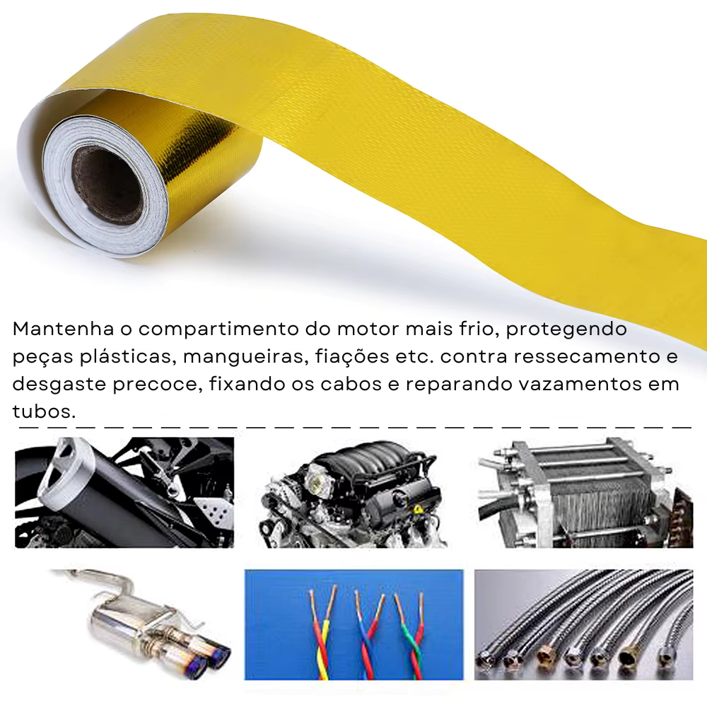 Fita Isolante Térmica Gold 450º – Adesiva, Resistente a Alta Temperatura