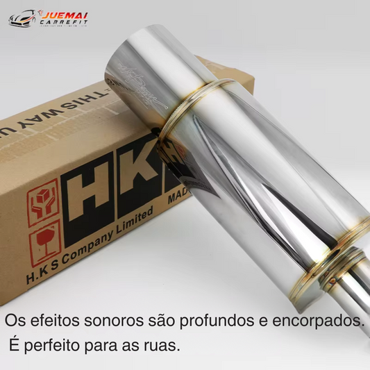 Abafador Esportivo Inox HKS Replica Universal – Som Encorpado e Fácil Instalação